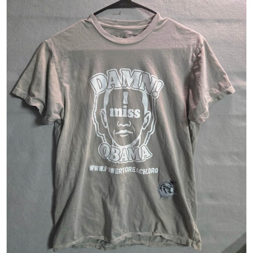 Obama Political Graphic T‎ Shirt Mens Medium Gray Damn I Miss Obama USA Made